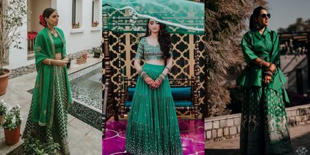 The Prettiest Deep Green Mehendi Lehengas We Spotted On Real Brides!