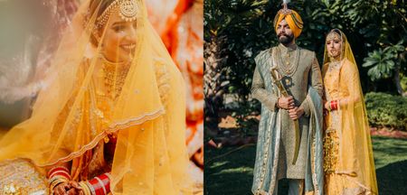 Stunning Anand Karaj With A Mango Yellow Bridal Lehenga