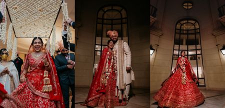 Coronial Gurgaon Wedding With 50 People & Traditional Red Bridal Lehenga