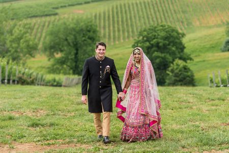 Indian-American Vineyard Wedding With Customised Outfits & Jewellery For Everyone!