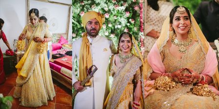 Grand Home Wedding With The Bride In A Pineapple Yellow Lehenga!