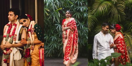 Two States Wedding With The Bride Clad In A Timeless Red Saree