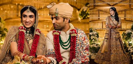Elegant & Glam Delhi Wedding With The Bride In A Stunning Gold Lehenga