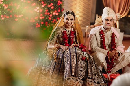 A Classy Delhi Wedding With A Mustard & Blue Bridal Lehenga