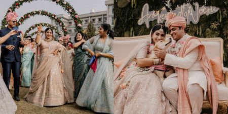 Pretty Pastel Delhi Wedding With The Happiest Bridal Squad Entry!