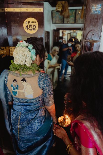 This Bride Got Bride & Groom Caricatures Embroidered On Her Blouse!