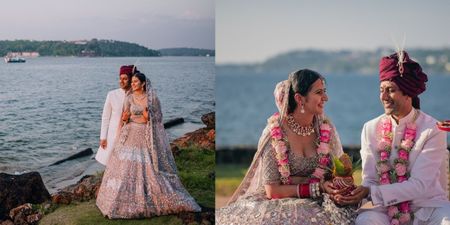 Goa Wedding With Bride Who Did Her Own Makeup To Save For A Manish Malhotra Lehenga