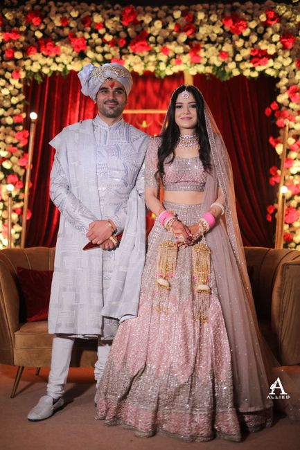 Delhi Wedding With A Sequined Pastel Bridal Lehenga