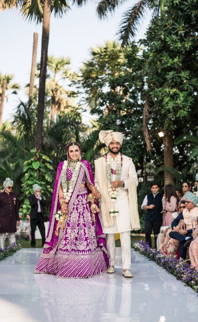 Elegant Mumbai Wedding With The Bride In An Aubergine Lehenga