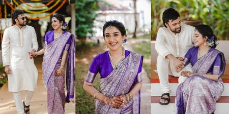 Intimate Kerala Engagement With A Stunning Bride In Aubergine