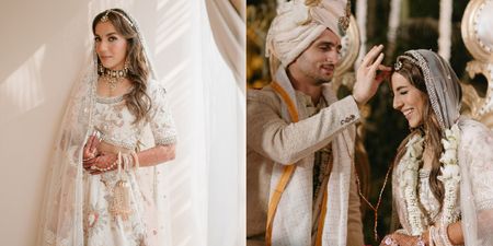 Pretty Mumbai Wedding With The Couple In Customised Ivory Outfits