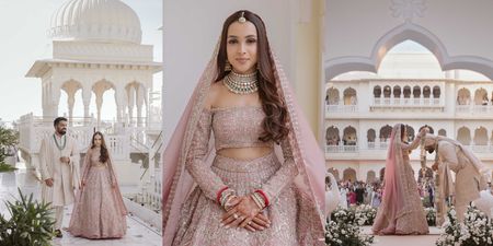 A Soft Glam Jaipur Wedding With A Dusty Pink Off-Shoulder Lehenga That's Stealing The Show!