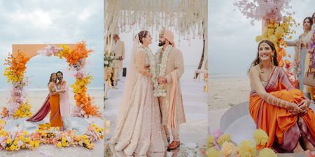 This Pretty Wedding Had A Beachside Haldi Straight Out Of A Movie & An Ivory Wedding To Match!