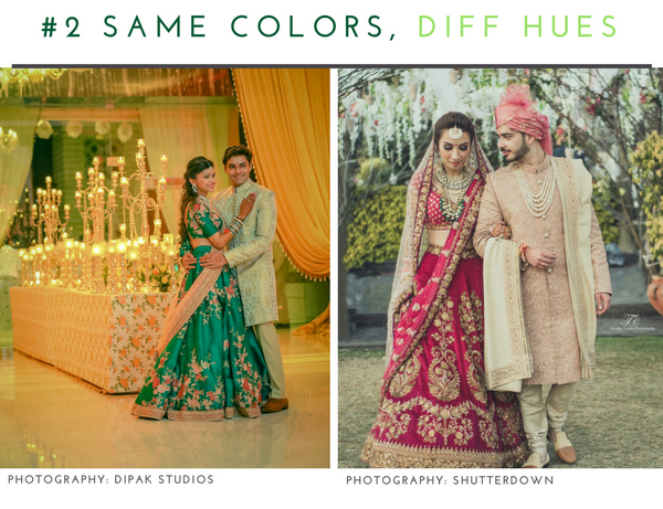 bride and groom same color dress