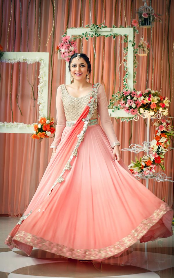 Peach Gowns for Engagement - Designer Collection with Prices