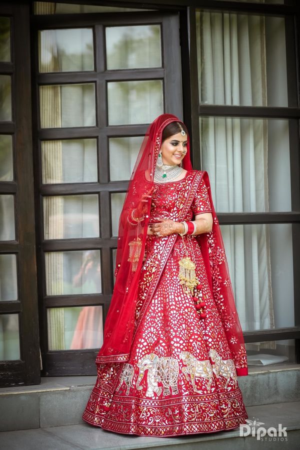 Buy Crimson Red Lehenga Choli In Raw Silk With Resham And Cut Dana  Embroidered Geometric And Summer Blossoms KALKI Fashion India