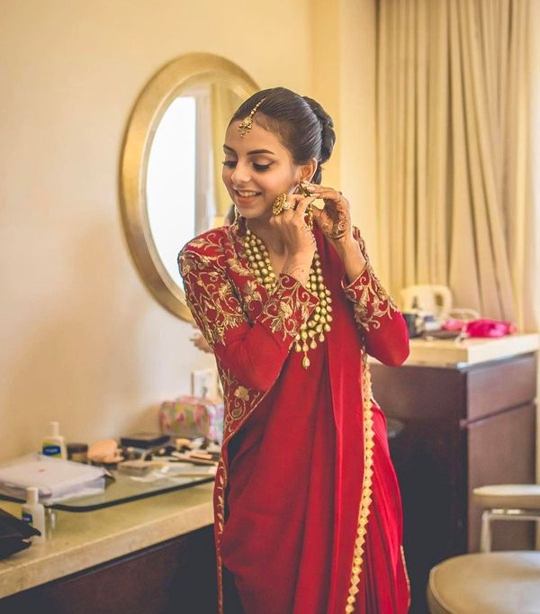 maroon reception saree