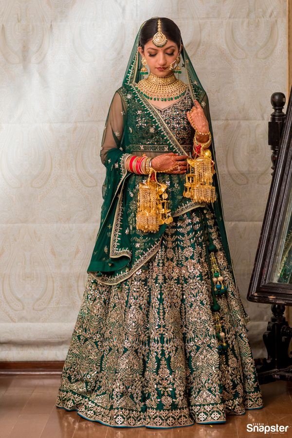 Emerald green wedding clearance lehenga