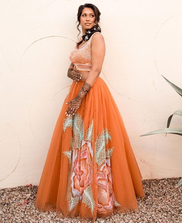 Silk Saree with blouse in Orange colour 5301