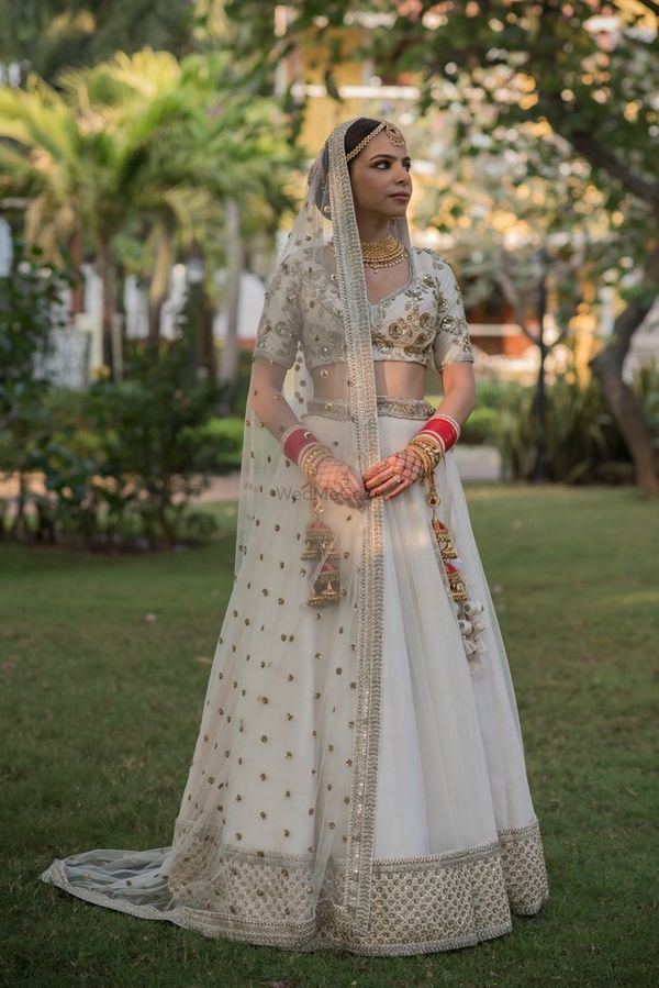 Indian Bridal Wear - Modern Red & White Lengha | Statement Blouse – B Anu  Designs