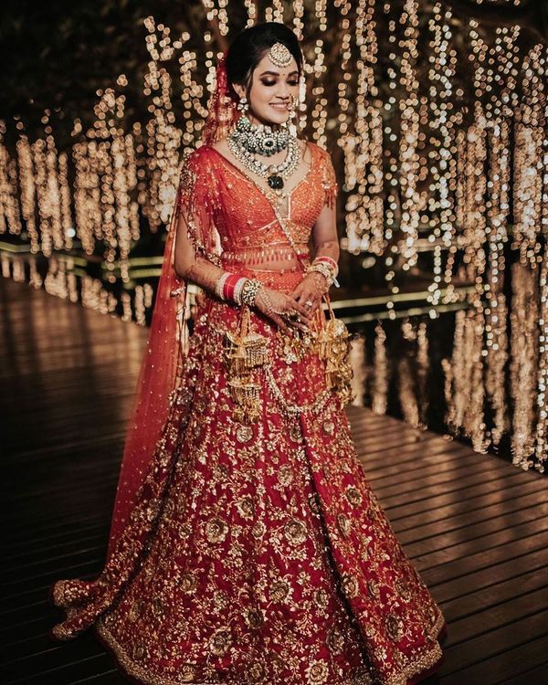 bridal lehenga red green combination