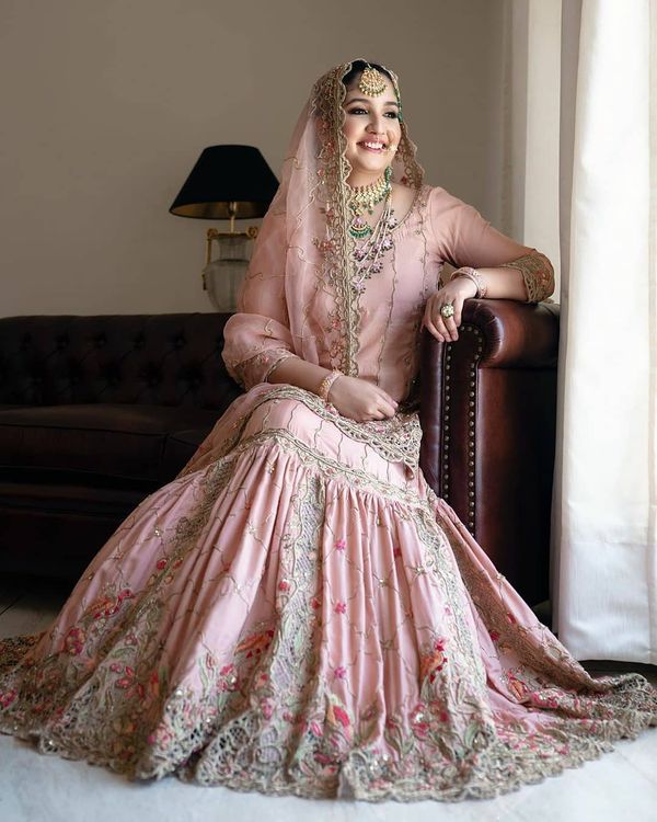 New SF5136 Bridal Bollywood Inspire Pink Velvet Silk Net Lehenga Choli