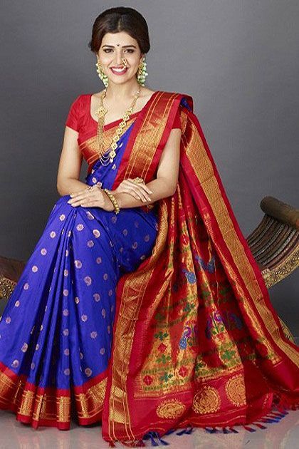Bridal Red Paithani Silk Saree With Designer Blouse – STORI