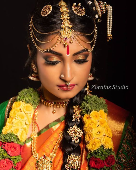 SouthIndian Bridal Hairstyles with flowers