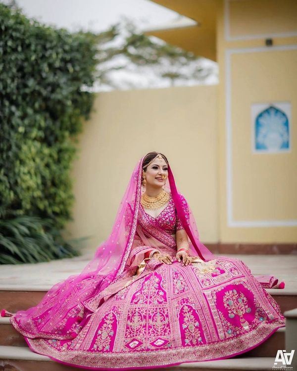 Fuschia pink hotsell bridal lehenga