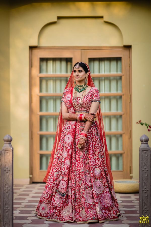 Buy Red Art Silk Floral Designer Lehenga Choli with Soft Net Double Dupatta  Online - LEHV2293 | Appelle Fashion