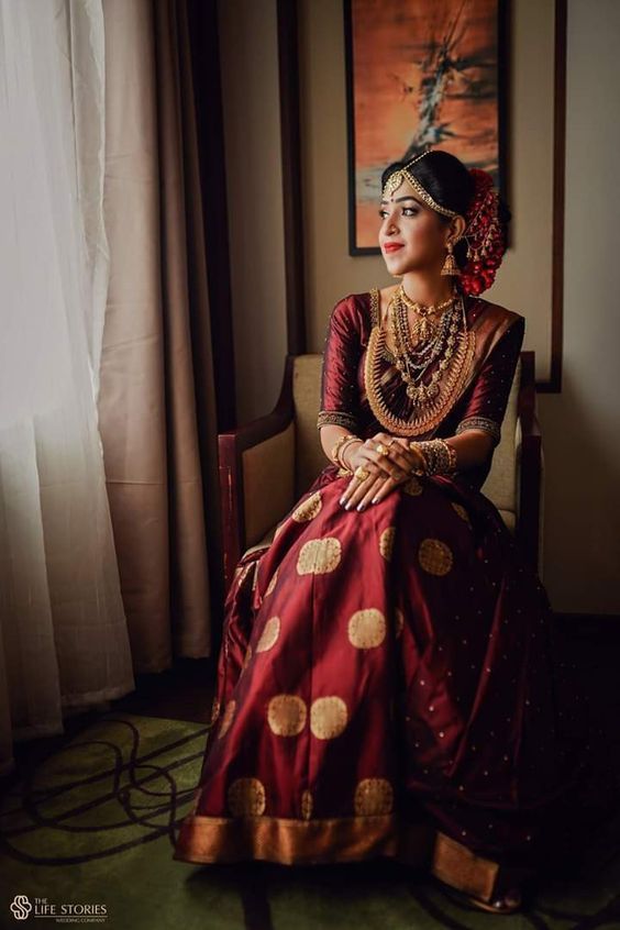 Wedding Wear Satin Silk Saree In Maroon