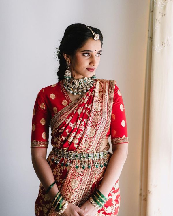 Buy Maroon Saree Pure Katan Silk Shirt Collar With For Women by Neha &  Tarun Online at Aza Fashions.