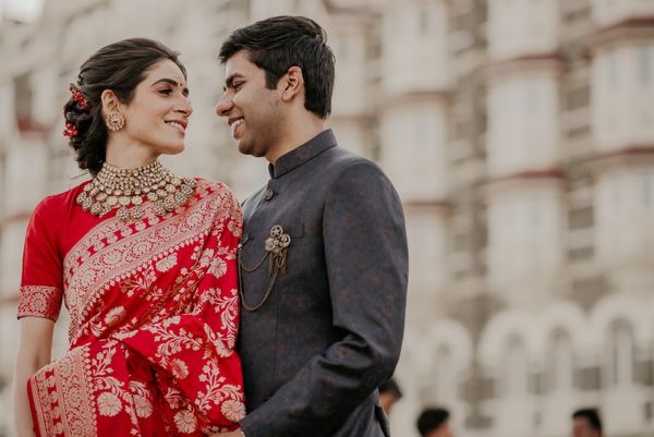 Bridal red banarasi saree best sale