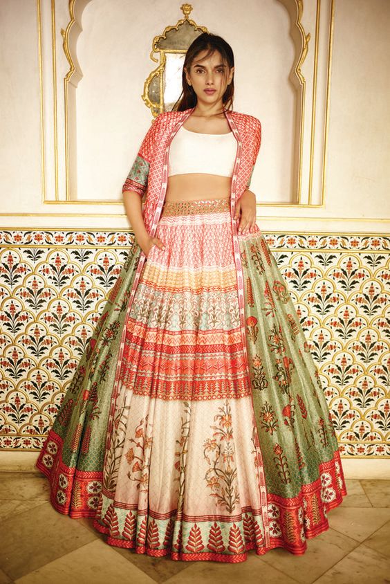 New) Party Wear Crop Top Lehenga With Jacket Rs.1950/-