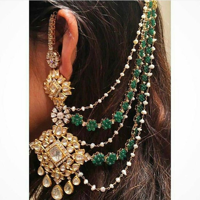 Buy Big Gold Flower And Jhumka Earrings With Decorative Support Chain by  RITIKA SACHDEVA at Ogaan Online Shopping Site