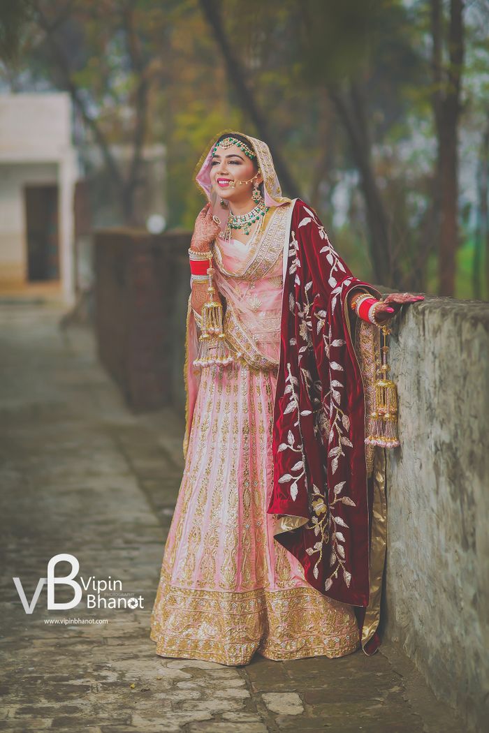 bridal lehenga with shawl