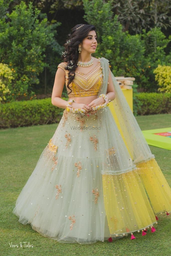 Multi-Colored Panelled Lehenga with Mirror and Gota Embroidered Blouse -  Seasons India
