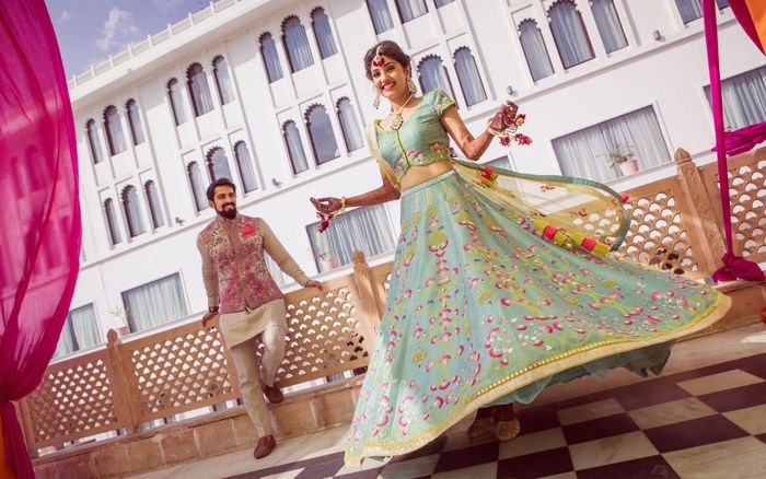 We re In Love With This Bride s Refreshing Mehendi Lehenga