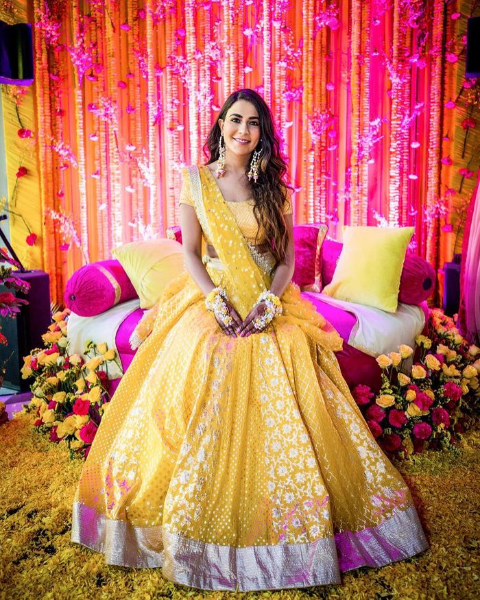 Buy Yellow Lehenga Set With Sequence Work Kalki Fashion India