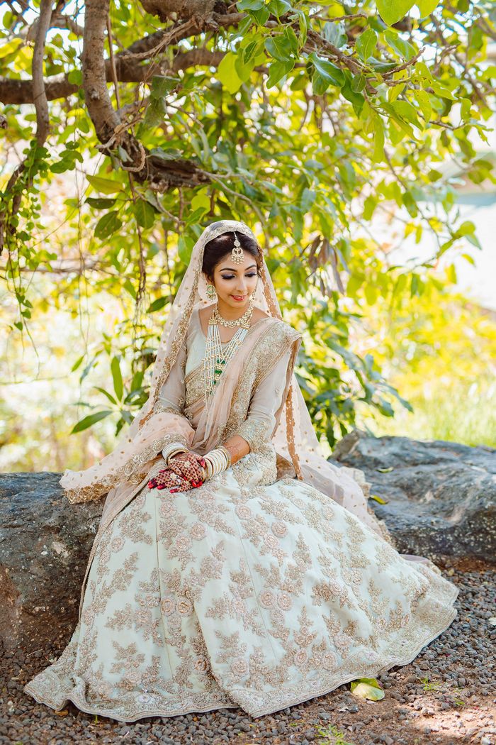 BridalTrunk - Online Indian Multi Designer Fashion Shopping IVORY TULLE  LEHENGA CHOLI DUPATTA SET WITH AN OPTIONAL VEIL