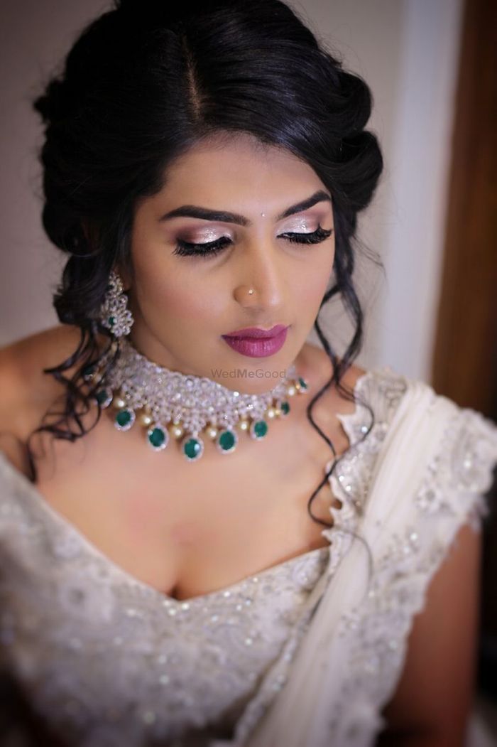 Open hairstyle with long curls. | Indian wedding dress bridal lehenga,  Bridal dress fashion, Bridal looks