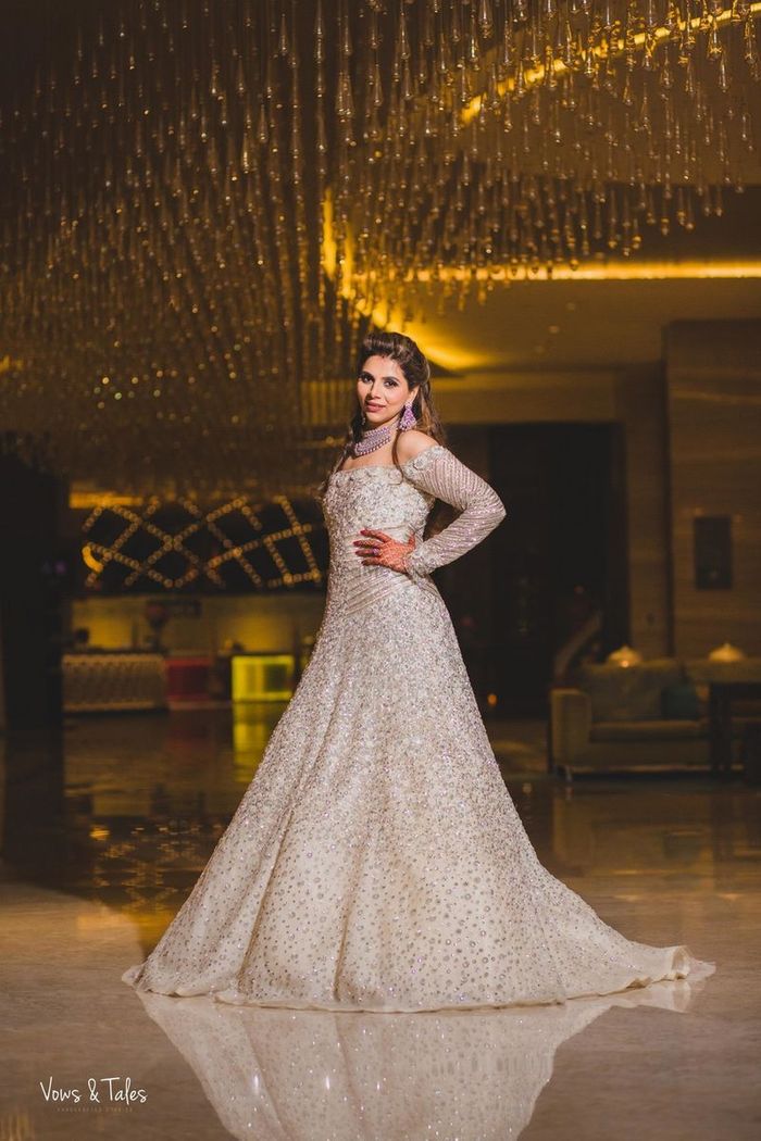 Our Favourite Brides in Glamorous Wedding Outfits by Gaurav Gupta |  ShaadiSaga | Indian wedding gowns, Reception outfit, Engagement dress for  bride