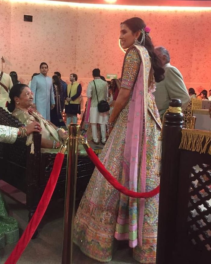 Shloka Mehta's Sangeet Outfit Had Her And Akash's Love Story Embellished On  It With 50,000 Crystals
