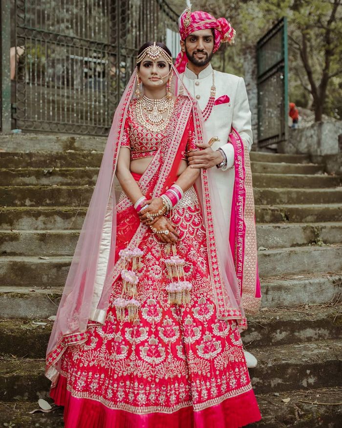 Red Red Heavy Embroidered Bridal Lehenga Choli With Dupatta by HER CLOSET  for rent online | FLYROBE