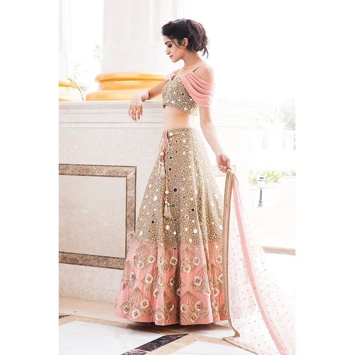 Lehenga Choli : Off white georgette embroidered with real ...