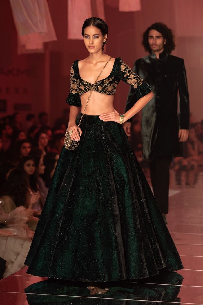 Daisy Shah in Manish Malhotra lehenga saree | Fashionworldhub