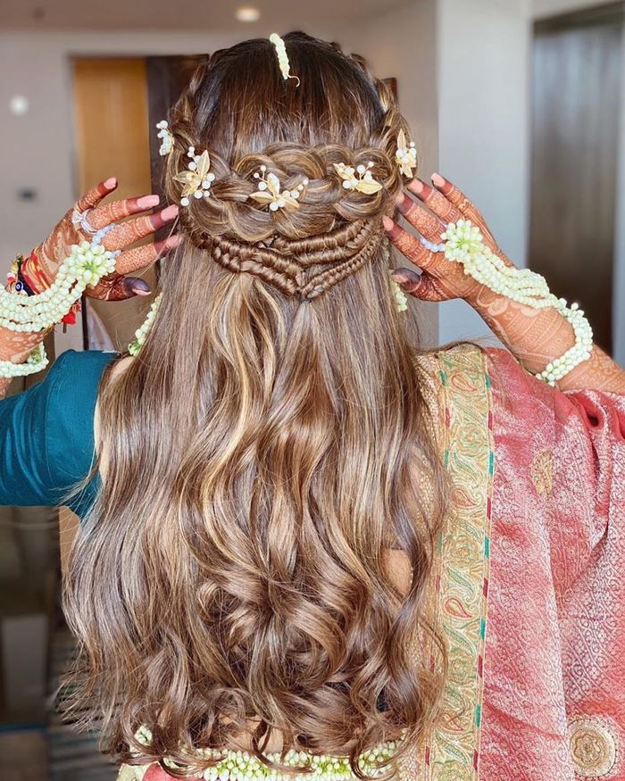 Easy Half Updo Hairstyles For That Dreamy Mehndi Look Wedmegood