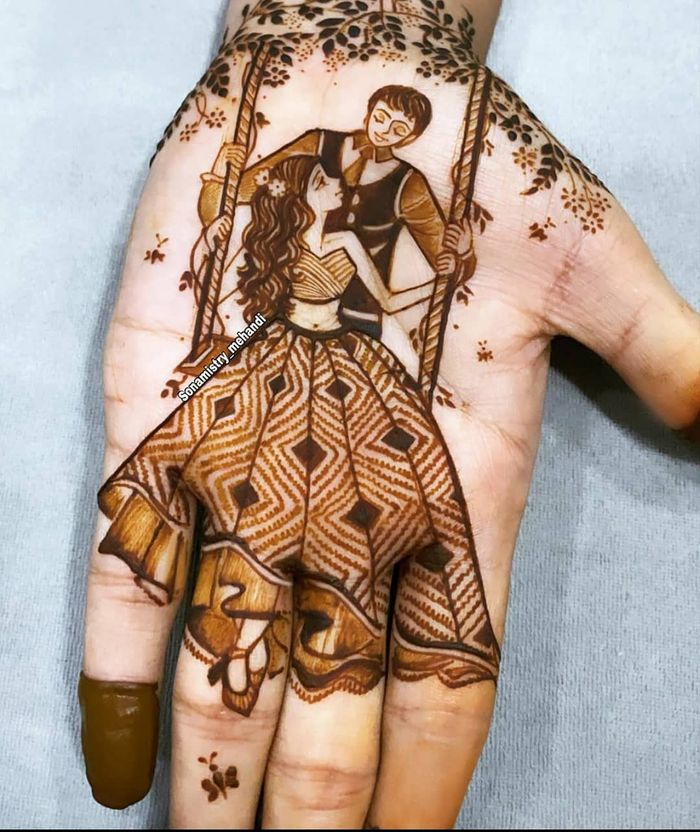 Unique creation for engagement mehndi | Wedding mehndi designs, Bridal mehendi  designs, Indian mehndi designs