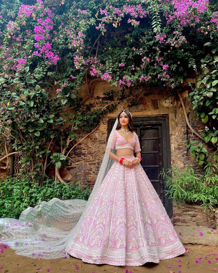 Rent Lilac Heavy Embroidered Bridal Lehenga Choli | Glamourental