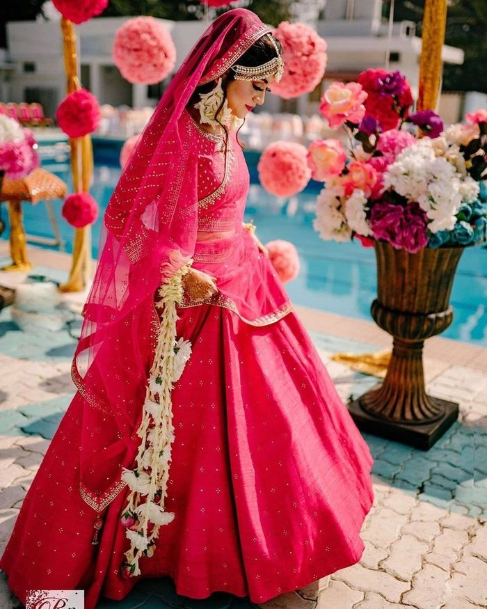 pink bridal lengha